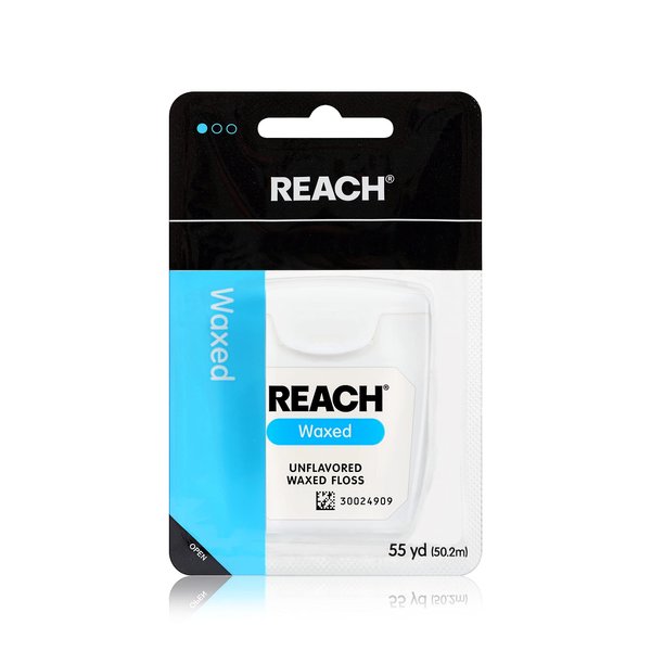 Reach Waxed Dental Floss | Effective Plaque Removal, Extra Wide Cleaning Surface | Shred Resistance & Tension, Slides Smoothly & Easily, PFAS Free | Unflavored, 55 Yards, 1 Pack