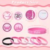 60 Pieces Breast Cancer Awareness Party Supplies, Breast Cancer Wristbands Pink Ribbon Bracelets And Plastic Button Badges For Strength Hope Faith Courage Survivor Party Supplies