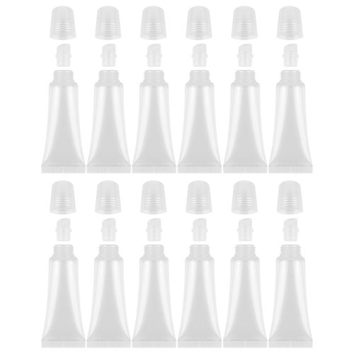 YUEBOSUL 12 PCS Lip Gloss Tubes, 8 ml Clear Refillable Lip Gloss Containers, Empty Lip Gloss Tubes for Cosmetics Cosmetics Trial Travel Toiletries