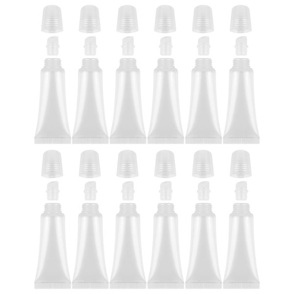 YUEBOSUL 12 PCS Lip Gloss Tubes, 8 ml Clear Refillable Lip Gloss Containers, Empty Lip Gloss Tubes for Cosmetics Cosmetics Trial Travel Toiletries