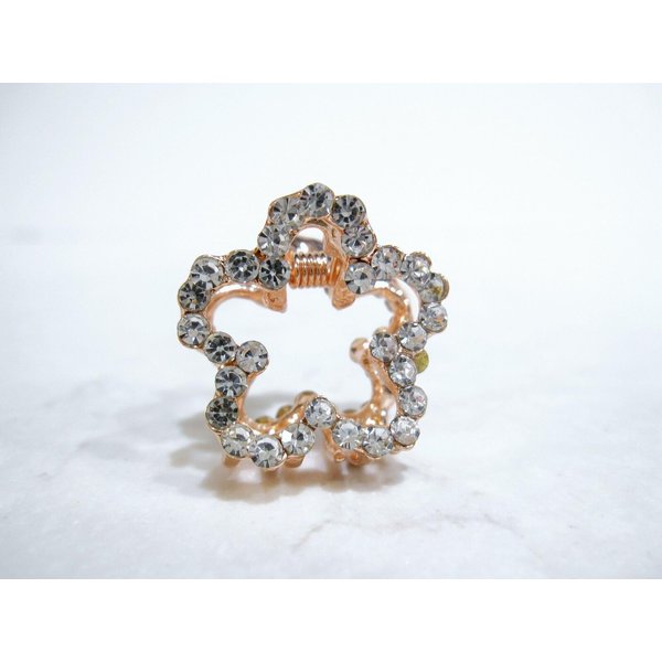Generic Small mini rose gold flower shaped hair claw clip with crystals