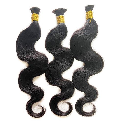 TIJRLGVBN Bulk Hair For Braiding Human Hair No Weft Micro Braids Extension Hair Body Wave Bulk Virgin Human Hair 18 Inch 1pack (3bundles(150g) Natural Black Color