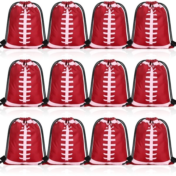 Shappy 12 Pieces Small Sport Drawstring Bags Candy Bag Sport Party Drawstring Goodie Favor Bags Supplies Gifts (Football, 10 x 12 Inch)