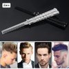 2 Pieces Butterfly Comb, Stainless Steel, Folding Comb Training Practice Combs, Barber Comb, Hair Styling Accessories (Silver, Black)