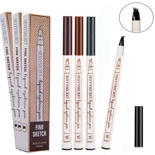 Eyebrow Tattoo Pen Microblading Eyebrow Pencil Tattoo Brow Ink Pen Waterproof Long Lasting Smudge-Proof Eyebrow Tattoo Pencil with Micro-Fork Tip Eyes Makeup (Brown)