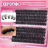 Eefofnn DIY Lash Extension Kit Fluffy Mink Cluster Lashes Kit Natural Volume Eyelashes Extensions with Lash Bond and Seal Tweezers 50D Eyelash Clusters 10-18MM Fluffy Individual Lashes Extension Kit