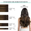 DOORES Clip in Hair Extensions Real Human Hair, Balayage Dark Brown to Chestnut Brown 24 Inch 9pcs 150g, Extensions Human Hair Clip in Remy Hair Extensions Natural Hair Extensions Thick Straight
