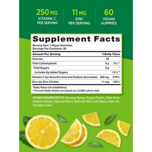 Vitamin C Gummies with Zinc for Adults | 60 Count | Immune Support Supplement | Vegan, Non GMO & Gluten Free | by Natures Truth