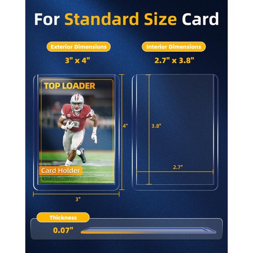100 Count Card Protectors Hard Plastic, 3" x 4" Hard Card Sleeves Protector for Baseball Sport Trading Card, Clear Card Holder for Storing, Protecting and Displaying Collectible Cards