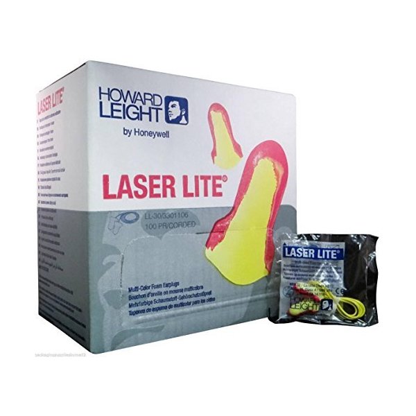 Howard Leight Laser Lite Foam Earplugs w/Cords - MS92265 (1 Box)