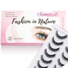 SONAFEEL Short Eyelashes Curly Lashes 12mm Fluffy Mink Lashes D Curl 10Pairs Short Russian Strip Lashes Pack Reusable False Eyelashes