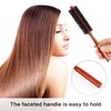 Small Boar Bristle Hair Brush, Portable Round Natural Bristle Travel Brush with Wood Handle for Thin or Short Hair, Adding Volume, Mini Beard Brush for Men