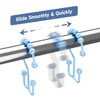 Titanker Shower Curtain Hooks, Rust Proof Shower Curtain Rings for Bathroom, Durable Metal Double Glide Shower Hooks Hangers for Bathroom Shower Rods Curtains, Set of 12 Hooks - Blue