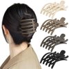 Ahoney 4 Pack Flat Claw Clips Alligator Hair Clips for Women Thick Hair, 3.7" Flat Hair Clips Banana Clips Hair Lay Down Claw Clip Matte Finish Hair Styling Accessories for Women