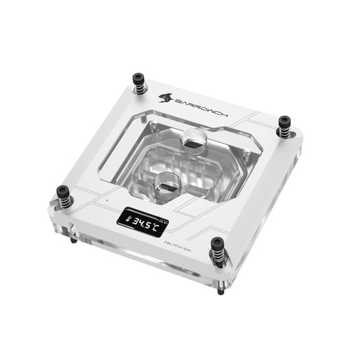 Barrowch FBLTFHI-04I CPU Water Block for Intel i3 i5 i7 i9 LGA 1700 1200 1156 1155 1151 1150 Copper Waterblock with Temperature TFT Digital Display & LRC 2.0 5v 3Pin aRGB LED + Adapter (White)