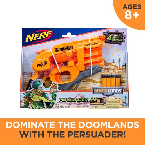 NERF Persuader Doomlands Toy Blaster With Hammer Action And 4 Official Nerf Doomlands Darts For Kids, Teens, And Adults