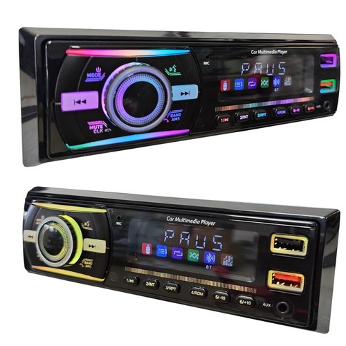 3050 12V Car Stereo Audio MP3 Player with Bluetooth Handsfree Calls, Music Play, FM Radio, Dual USB/AUX Playback, 7-Color LED Lights,VA LCD Display & Remote Control, Phone Charging