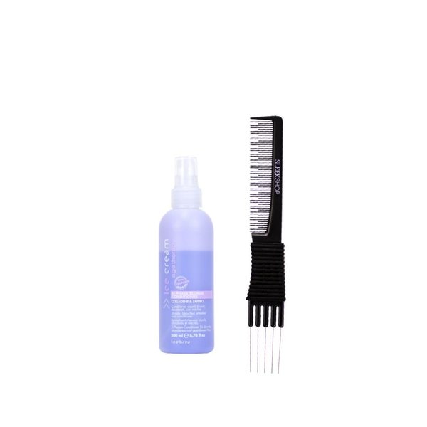 Inebrya Ice Cream Age-Therapy Bi-Phase Blonde Conditioner (6.76 oz) with Teasing Comb Pack of 1