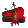 Dselvgvu Wooden Miniature Cello with Stand,Bow and Case Mini Musical Instrument Miniature Dollhouse Model Home Decoration (3.94"x1.38"x0.43")