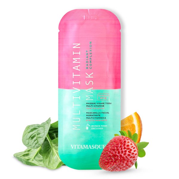 Vitamasques Multivitamin Face Mask, 8-Pack - Hydrating and Nourishing for Radiant Skin, Provides Vitamins B, C & E