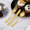 Goodluck 50 Pack Gold Plastic Forks, Heavy Duty Gold Forks Disposable, Gold Plastic Cutlery Perfect for Weddings, Parties, Dinners