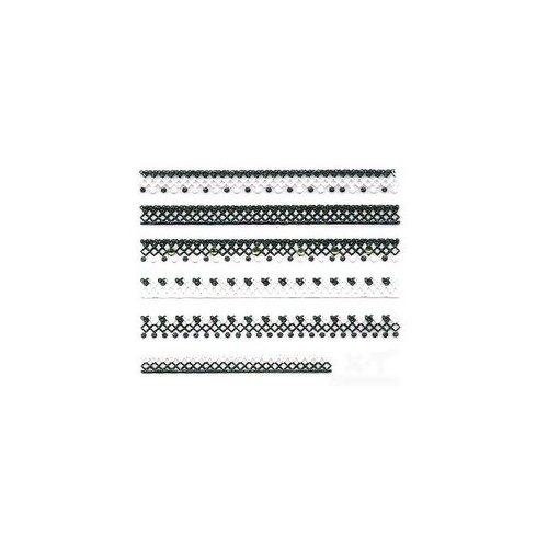 Black & White Heart & Dot Trim w/Rhinestone Strip Nail Stickers/Decals