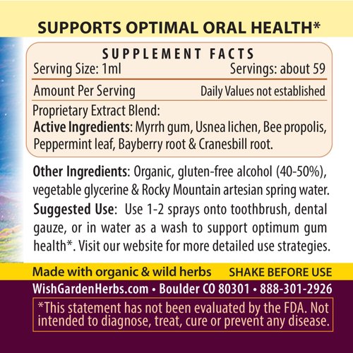 WishGarden Herbs Gum Strength Oral Health Aid - Natural Oral Gum Rinse Supplement for Adults with Myrrh & Usnea, Gum Health Mouthwash Supports Healthy Inflammatory Response and Oral Microbiome, 2oz