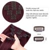 Clip in Hair Extensions Real Human Hair for Women 100% Unprocessed Brazilian Virgin Hair 8 Pcs with 18 Clips Double Weft Clip Full Head Straight Remy Dark Brown Hair (14 Inch,60g,#99J Burgundy)