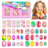 144 Pieces 6 Pack Kids Press on Nails Artificial Fake Nails for Kids Girls Pre Glue Full Cover Short Acrylic False Nail Tips Art Kits Gifts for Kids Girls Nail Art Decoration (Dreamy Pattern)