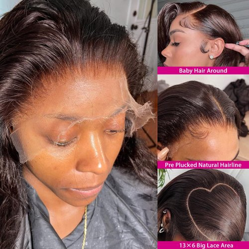 Yumkot Chocolate Brown 13x6 Body Wave Lace Front Wigs Human Hair Pre Plucked 18Inch 180% Density Glueless Wig HD Full Lace Frontal wigs with Baby Hair Colored Wigs for Women