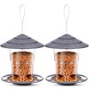 eWonLife Bird Feeders for Outdoors, Bird Feeder Outside Hanging, Easy Clean and Fill, Adjustable Feeder with Sturdy Wire and Roof, Plastic, for Garden, Backyard, Terrace(25 OZ/Pack)