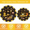 80 Pcs Construction 5th Birthday Party Supplies Dump Truck Theme Five Decorations Tableware Includes Plates, Napkins, Forks for Boys Construction Five Years Old Birthday Party Decorations Favors