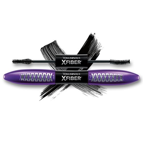 L'Oreal Paris Makeup Voluminous X Fiber Waterproof Mascara with Black Primer, Blackest Black, 1 Tube