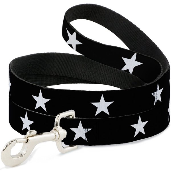 Dog Leash Star Black White 6 Feet Long 1.0 Inch Wide