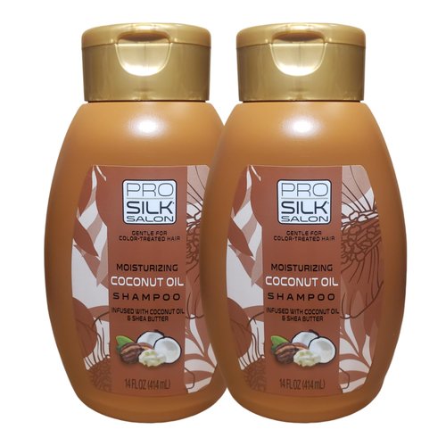 Pro Silk Salon Moisturizing Coconut Oil Shampoo infused with Coconut oil & Shea Butter 14 fl oz (2 Pack)