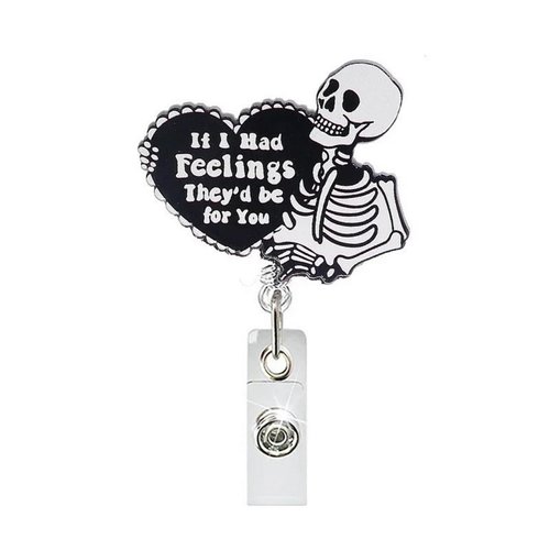 Acrylic Blackened Skeleton Medical Staff Easy to Pull Buckle Halloween Horror Doctor Nurse Badge Clip Cute Clip for Students Nursing Name Tag Card Funny Badge Reels