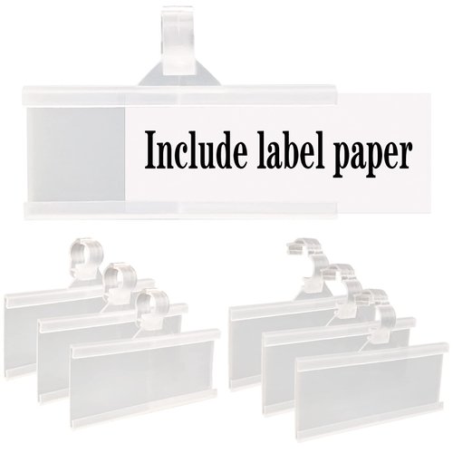 Wire Shelf Label Holder, ELEMGULY 35PCS Plastic Basket Label Holders with Tight Snap Lock, Reusable Bins Basket Labels Clip with Paper Label Inserts for Home Market Office (3 x 1.38 Inch)