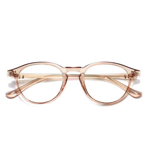 Dollger Blue Light Blocking Glasses Vintage Round Frame Eyeglasses for Women Men Transparent Brown