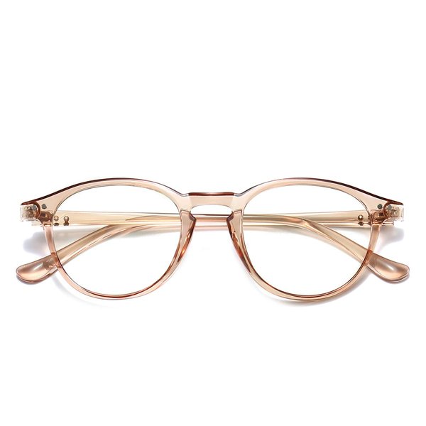Dollger Blue Light Blocking Glasses Vintage Round Frame Eyeglasses for Women Men Transparent Brown