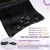 LaaVoo Hair Extensions Real Human Hair Clip in Jet Black Hair Extensions Clip ins #1 Black Clip in Hair Extensions Black Women Long Straight Double Weft 22 Inch 5pcs 80g