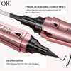 Q710 2in1pen,4-Tip Brow pen&Eyeliner,Dcuble-ended design,wild eyebrow makeup,microblading eyebrow pen,waterproof,Soft nib,With one smooth stroke (4#Black)