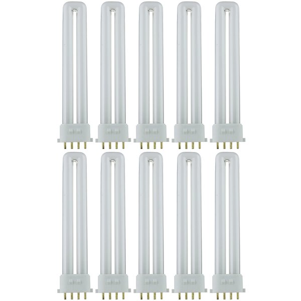 Sunlite PL13/E/SP35K/10PK 4-Pin Fluorescent 13W 3500K Neutral White U Shaped PL CFL Twin Tube Plugin Light Bulbs with 2GX7 Base (10 Pack)
