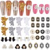 32PCS Nail Art Rhinestone, Lorvain 3D AB Nail Diamonds Relief Style Nail Art Rhinestones Metal Alloy Gold Flower Nail Charms Mix Size Nail Accessories for Women Girls Nail DIY Decoration Design