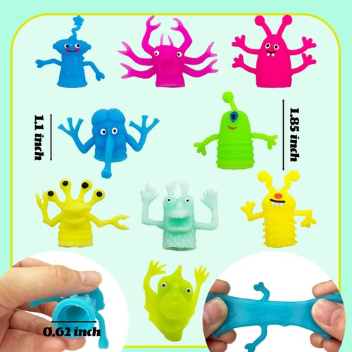 20 Pcs Finger Puppets Toys,Funny Colorful Monster Stretchy Finger Puppets,Soft Rubber Finger Doll Toys for Children's Party Favors