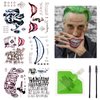 Joker Tattoos Temporary and Hair Wax - Halloween Joker Tattoos 6 Sheets and 20g Green Hair Wax Temporary, Fake Tattoos for Joker, Joker Accessories Perfect for Cosplay, 2 Eyebrow Brushes