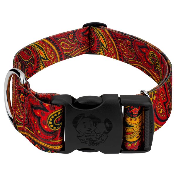 Country Brook Petz - Deluxe Fire Paisley Dog Collar - Paisley Collection with 5 Classy Designs (1 1/2 Inch, Large)