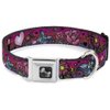 Buckle-Down Dog Collar Seatbelt Buckle Love Love Pink, Multi Color, 1.5" Wide - Fits 16-23" Neck - Medium (DC-W31213-WM)