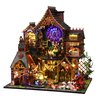 MUSEGDN DIY Miniature House Kit with LED Lights, Wizard Dollhouse, 3D Wooden Doll House Building Kit for Adults and Teens,Wooden Crafts Mini Model Magic Kits and Home Decor (Magic Spirit)