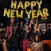 Happy New Year Balloon, 16inch New Year Letter Balloons NYE Decorations 2025, New Years Eve Party Banner Supplies 2025 Set (Gold)