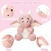 EOUOBOMO Cute Flying Dragon Plush,Soft Dinosaur Stuffed Animals Pillow,Kawaii Fire Dragon Animal Plushies Toy,Great Birthday Present for Adults and Kids,7.88",Pink